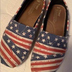 TOMS Patriotic red white and blue shoes 9.5
